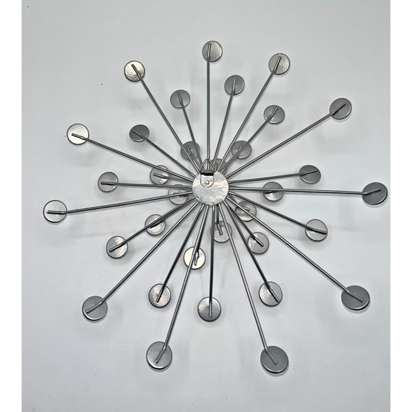 Cool Unique Silver Bursting Star Sputnik Metal Wall Sculpture Faux Rhinestone - Picture 6 of 9